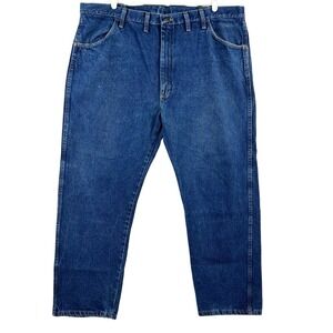 Rustler Men's Work Casual Blue Denim Jeans 44x30 Cotton No Stretch Straight Leg